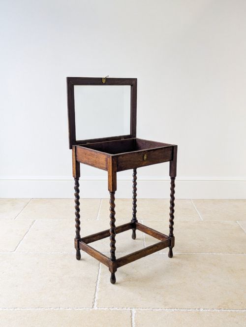 ANTIQUE OAK BIJOUTERIE TABLE C1920 - ADDITIONAL PHOTO 6