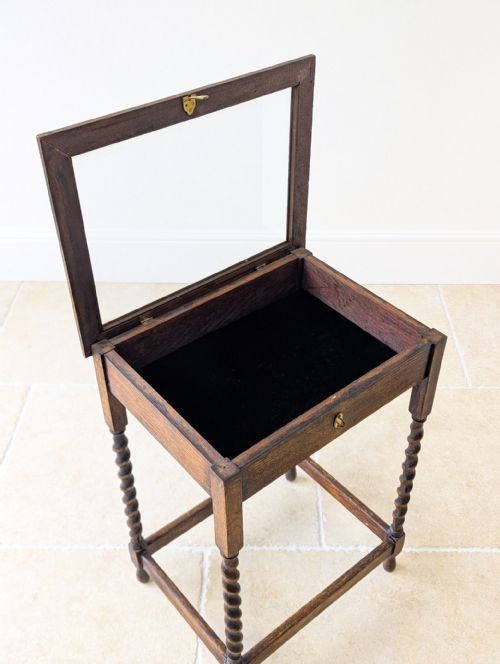 ANTIQUE OAK BIJOUTERIE TABLE C1920 - ADDITIONAL PHOTO 9