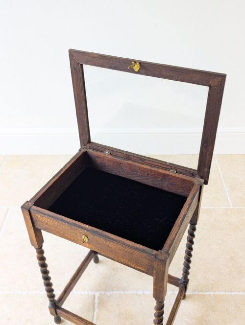 ANTIQUE OAK BIJOUTERIE TABLE C1920 - ADDITIONAL PHOTO 12