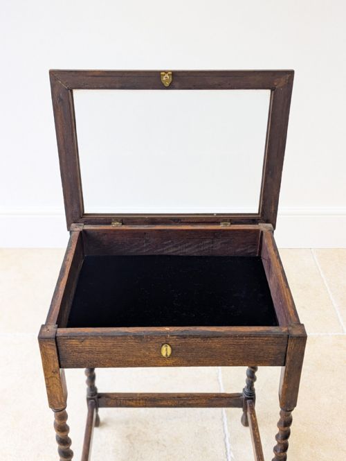 ANTIQUE OAK BIJOUTERIE TABLE C1920 - ADDITIONAL PHOTO 13