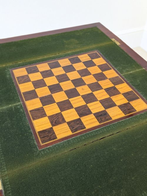 ANTIQUE EDWARDIAN MAHOGANY CHESS CARD GAMES TABLE C1910 - ADDITIONAL PHOTO 2