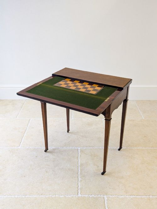 ANTIQUE EDWARDIAN MAHOGANY CHESS CARD GAMES TABLE C1910 - ADDITIONAL PHOTO 3