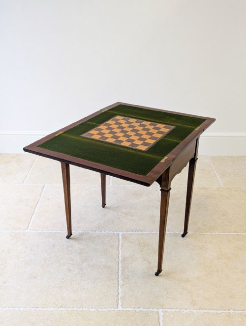 ANTIQUE EDWARDIAN MAHOGANY CHESS CARD GAMES TABLE C1910 - ADDITIONAL PHOTO 6