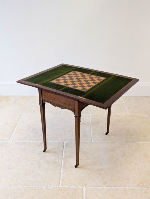 ANTIQUE EDWARDIAN MAHOGANY CHESS CARD GAMES TABLE C1910 - ADDITIONAL PHOTO 7