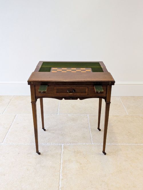 ANTIQUE EDWARDIAN MAHOGANY CHESS CARD GAMES TABLE C1910 - ADDITIONAL PHOTO 10