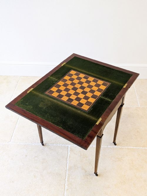 ANTIQUE EDWARDIAN MAHOGANY CHESS CARD GAMES TABLE C1910 - ADDITIONAL PHOTO 14