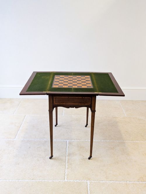 ANTIQUE EDWARDIAN MAHOGANY CHESS CARD GAMES TABLE C1910 - ADDITIONAL PHOTO 16
