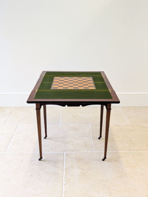 ANTIQUE EDWARDIAN MAHOGANY CHESS CARD GAMES TABLE C1910 - ADDITIONAL PHOTO 18
