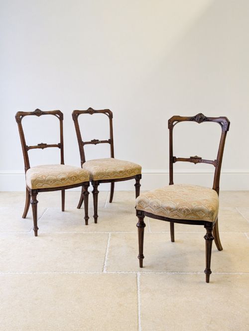 Set of Three Antique Victorian Neoclassical Mahogany Salon Chairs C.1890