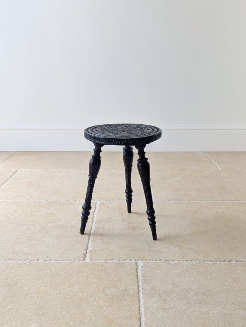Antique Victorian Ebonised Chip-carved Occasional Table C.1890