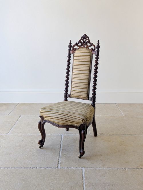 Antique Mid-victorian Walnut High-back Parlour Chair C.1850