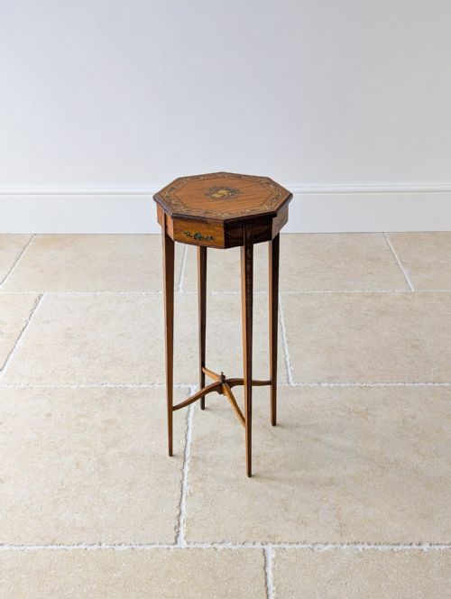 Antique Edwardian Satinwood Sheraton Revival Candle Stand C.1905