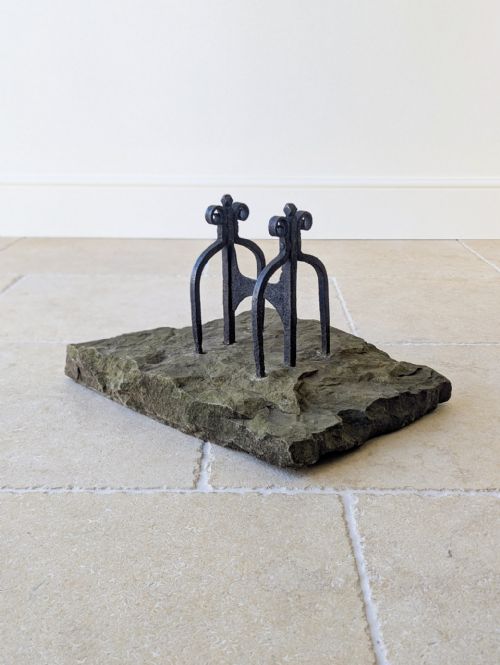 Antique Georgian Wrought Iron & Yorkstone Country House Boot Scraper C.1800