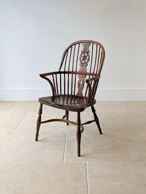 Antique George III Ash & Elm Wheelback Windsor Armchair C.1800