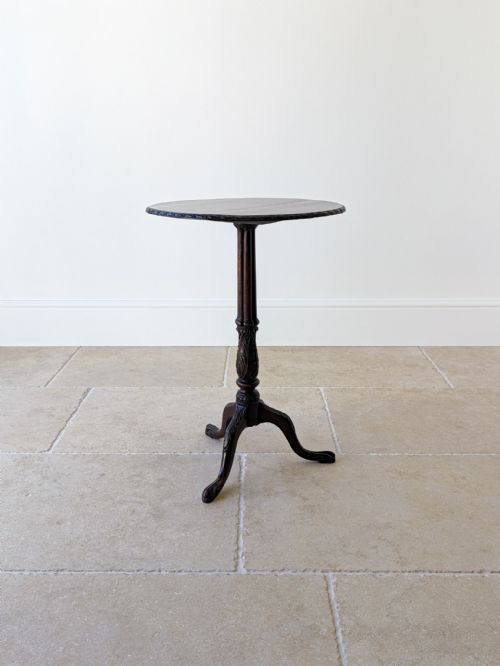 Antique Chippendale Revival Mahogany Tripod Wine Table with Detachable Top C.1890