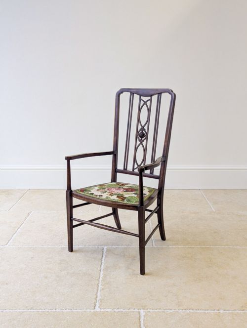 Antique Edwardian Inlaid Mahogany Elbow Chair C.1910