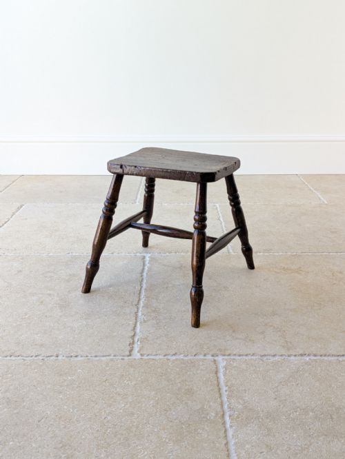 Antique Victorian Elm & Beech Country Stool c.1850