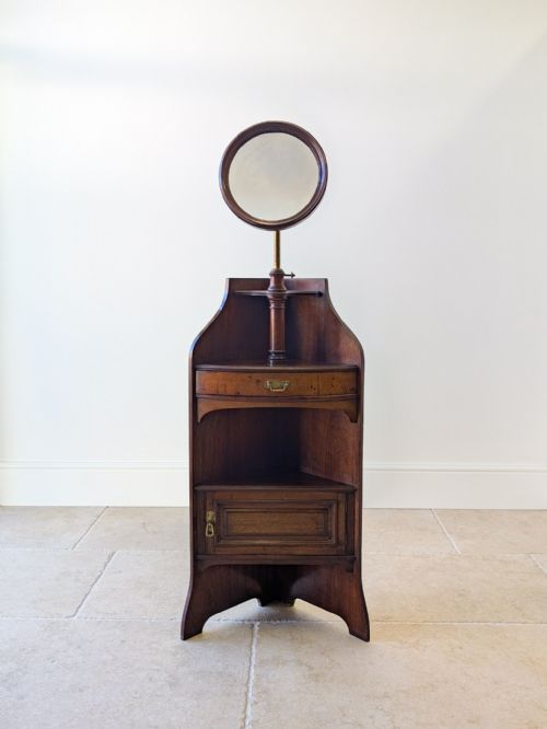 Antique Victorian Mahogany Corner Shaving Stand C.1890