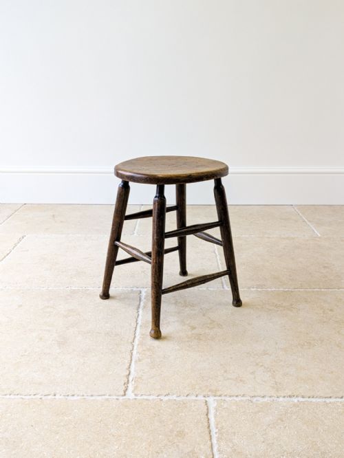 Antique Victorian Elm & Beech Country Stool c.1890
