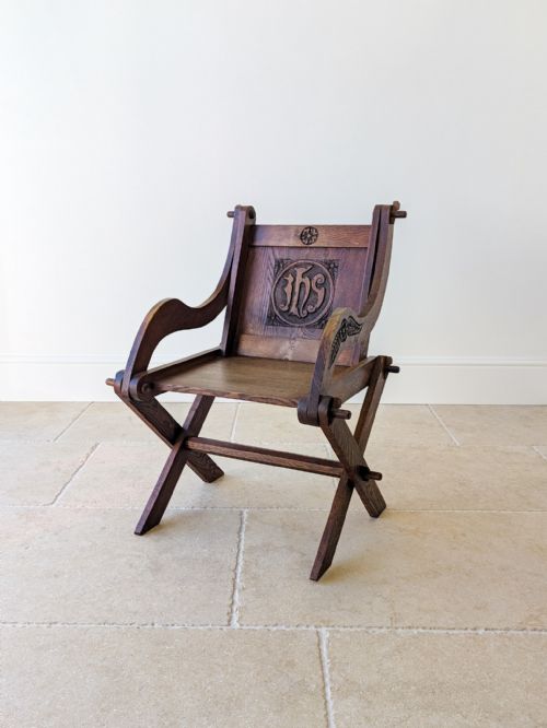 Antique Edwardian Oak Glastonbury Chair C.1910