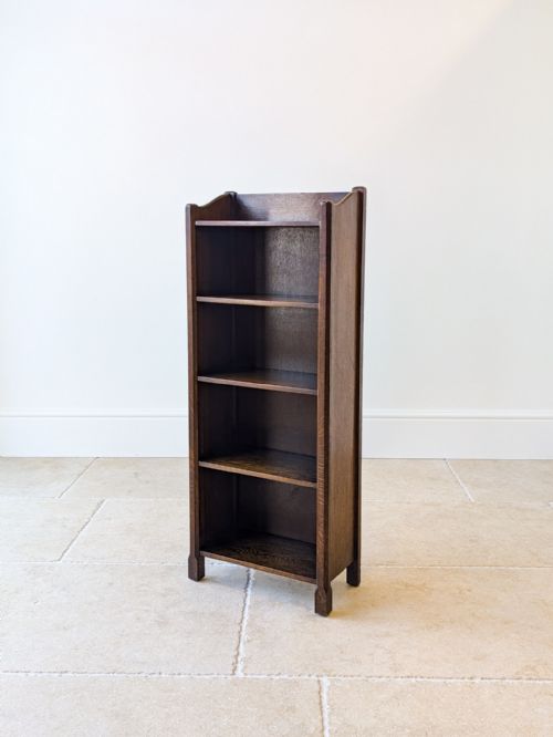 Antique Edwardian Arts & Crafts Oak Narrow Bookcase c.1910