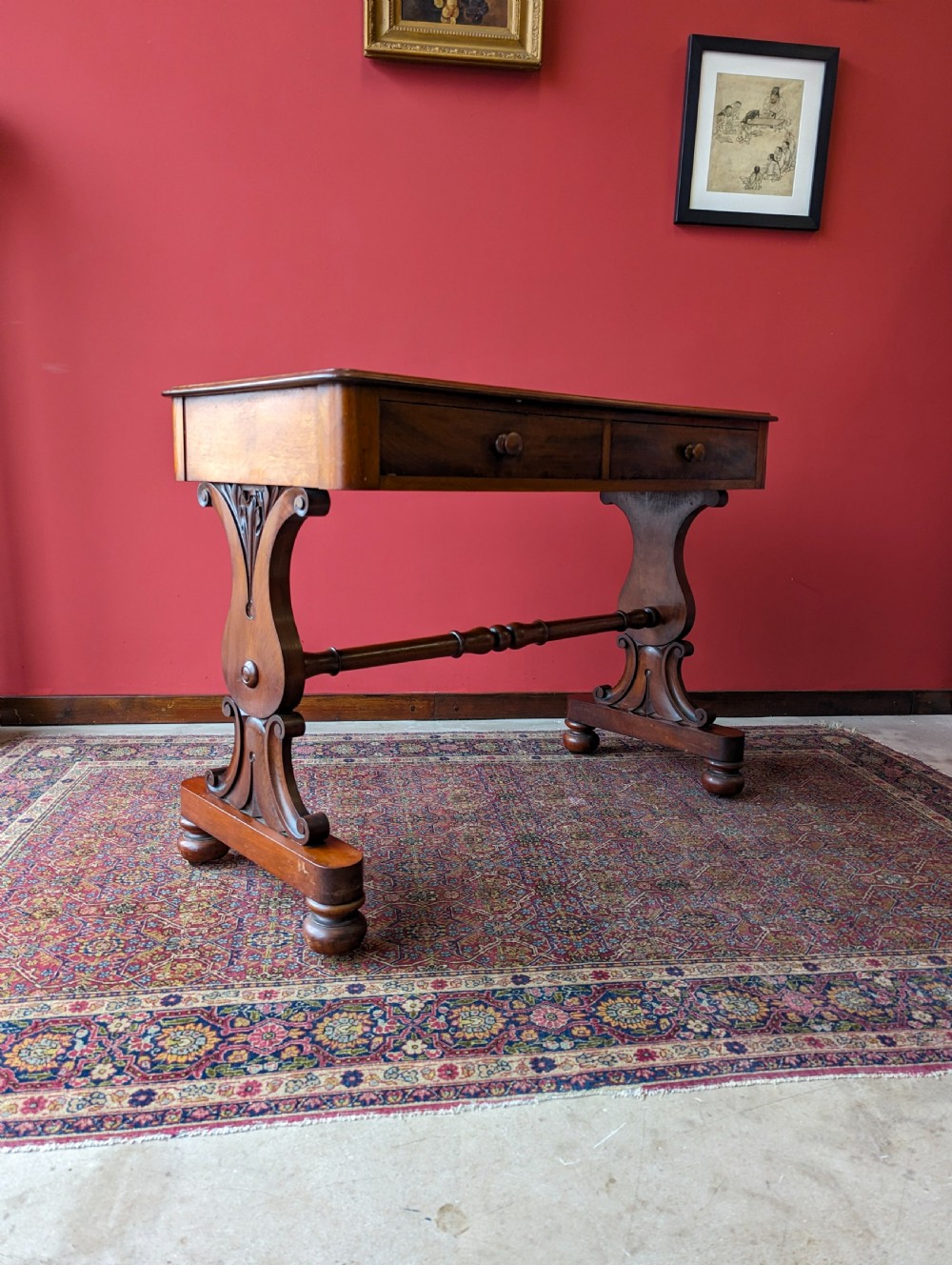 Antique 19th Century Mahogany Partners Style Library Table / Writing Table View III