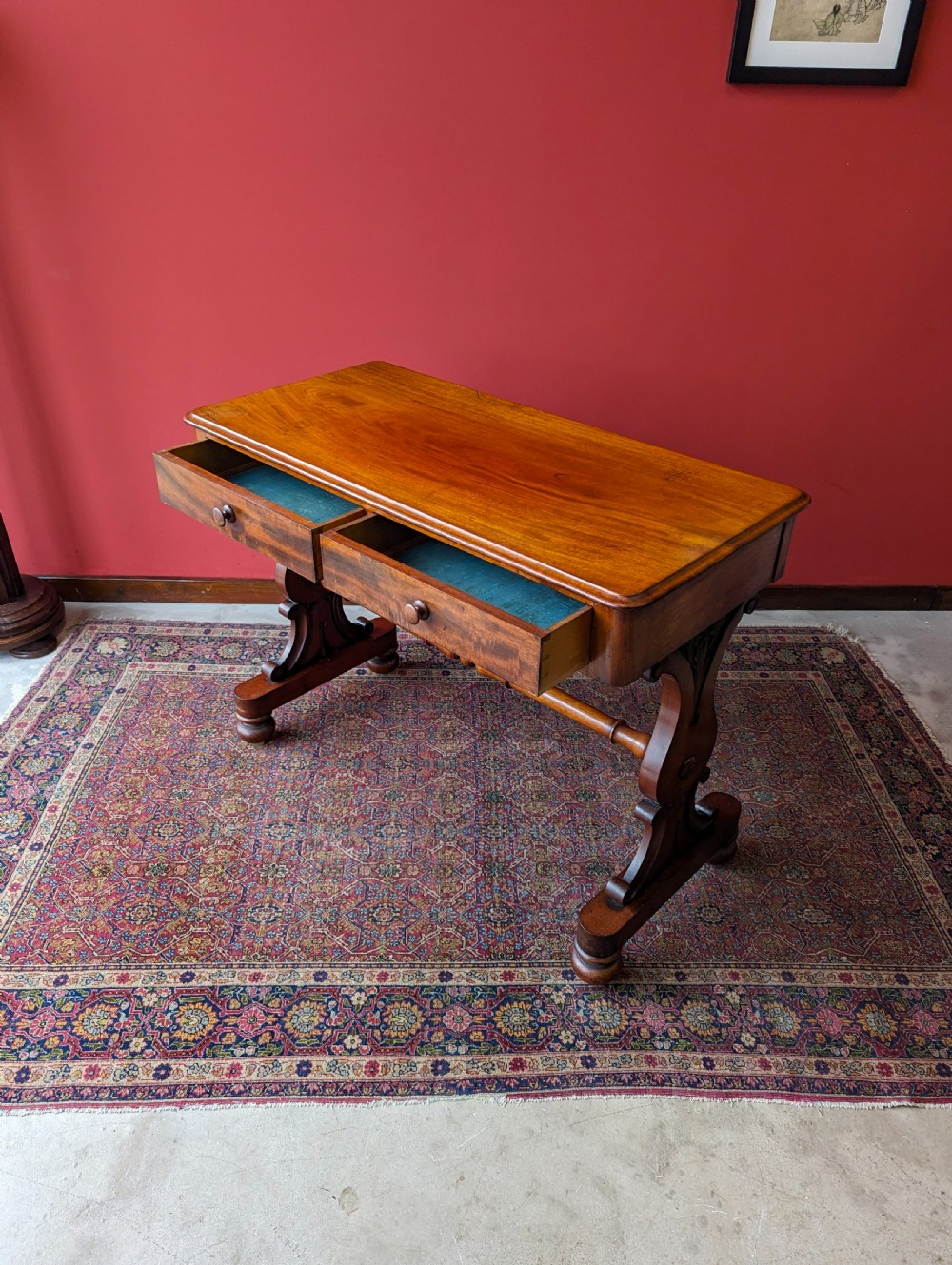 Antique 19th Century Mahogany Partners Style Library Table / Writing Table View V