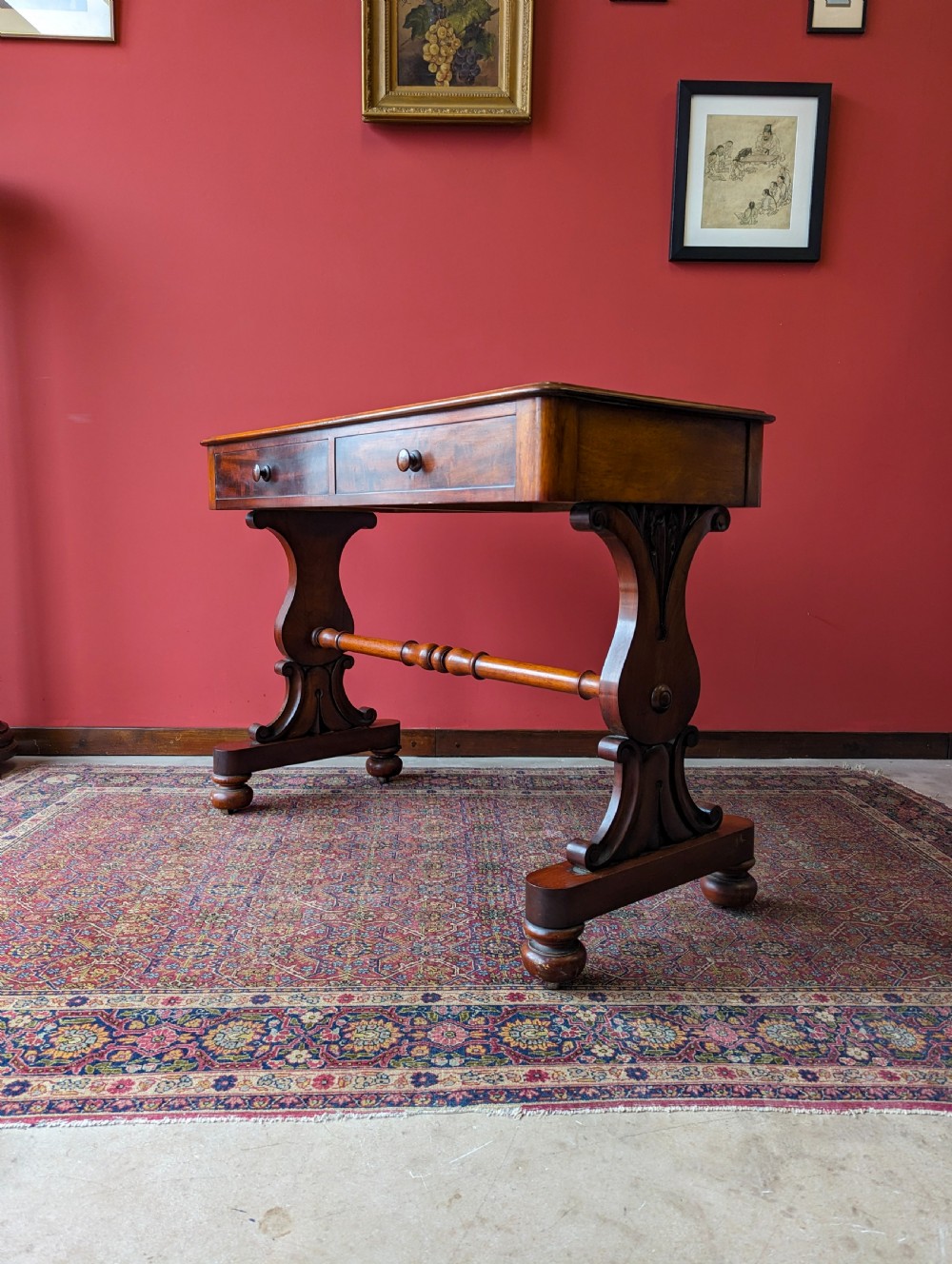 Antique 19th Century Mahogany Partners Style Library Table / Writing Table View VIII