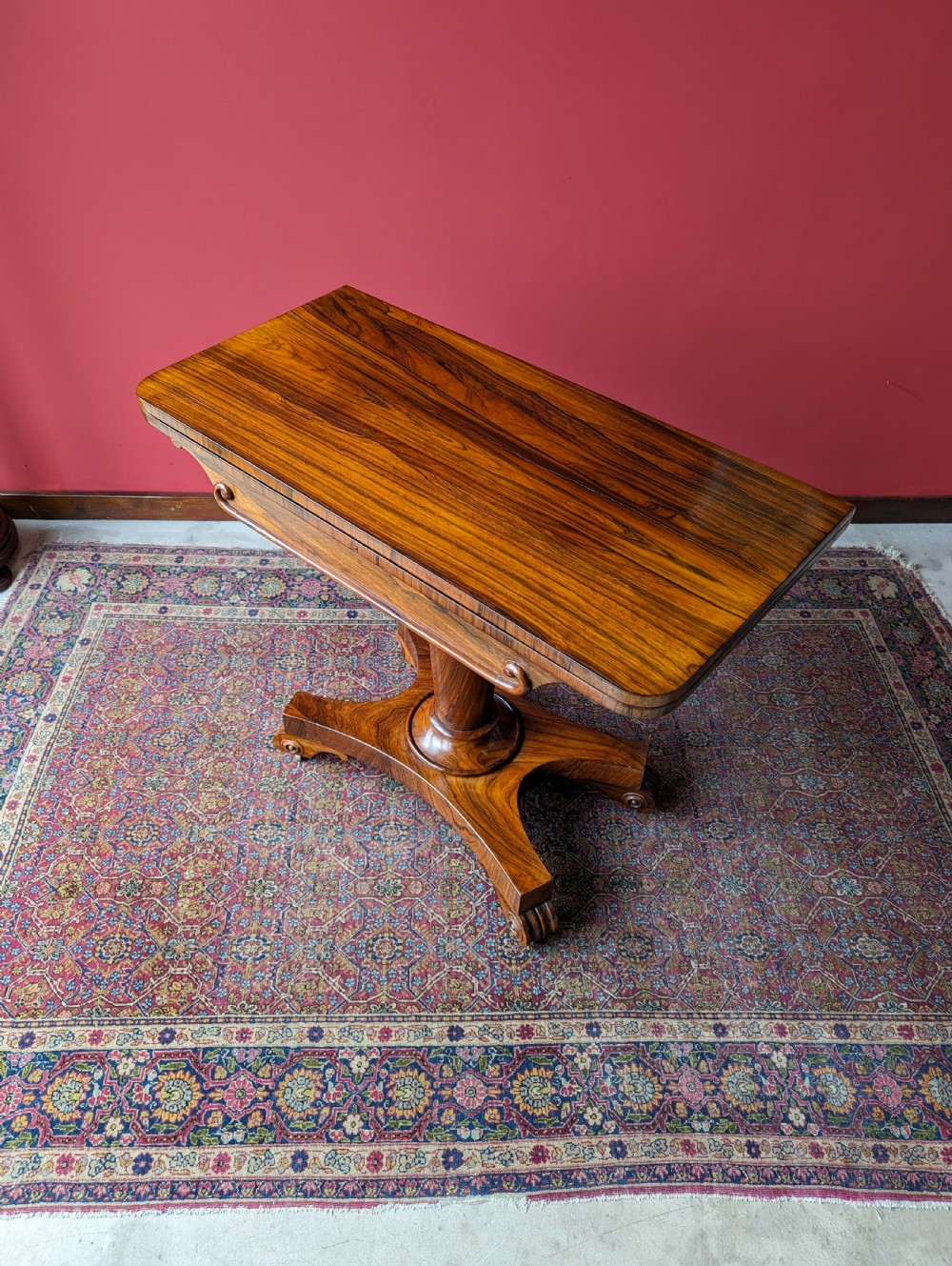 Antique Victorian Rosewood Fold Over Card Table / Games Table View III