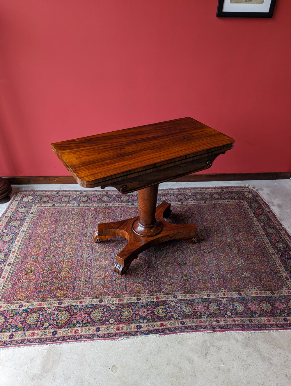 Antique Victorian Rosewood Fold Over Card Table / Games Table View VI