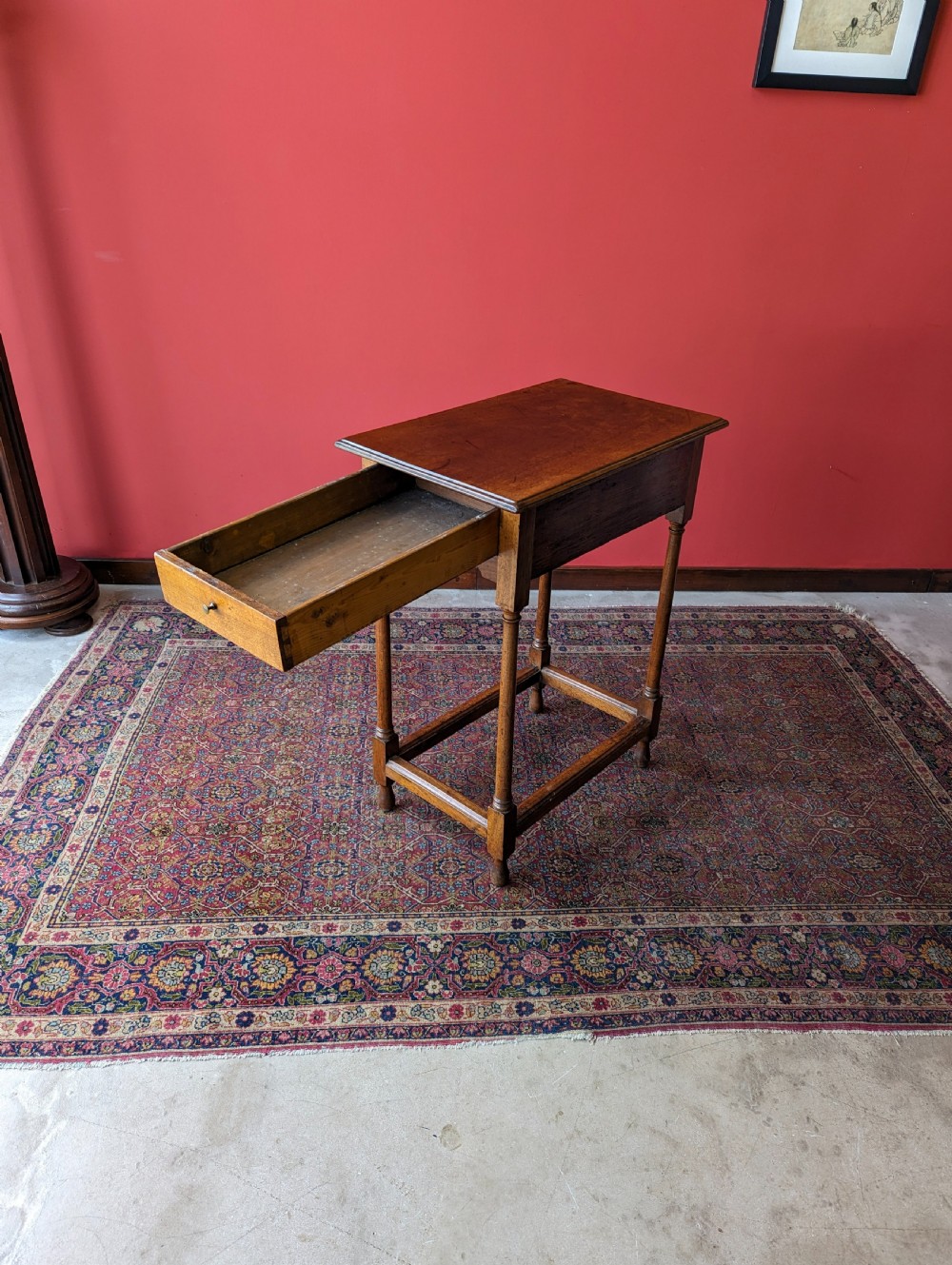 Antique Early 19th Century Georgian Walnut Side Table with Drawer View IV