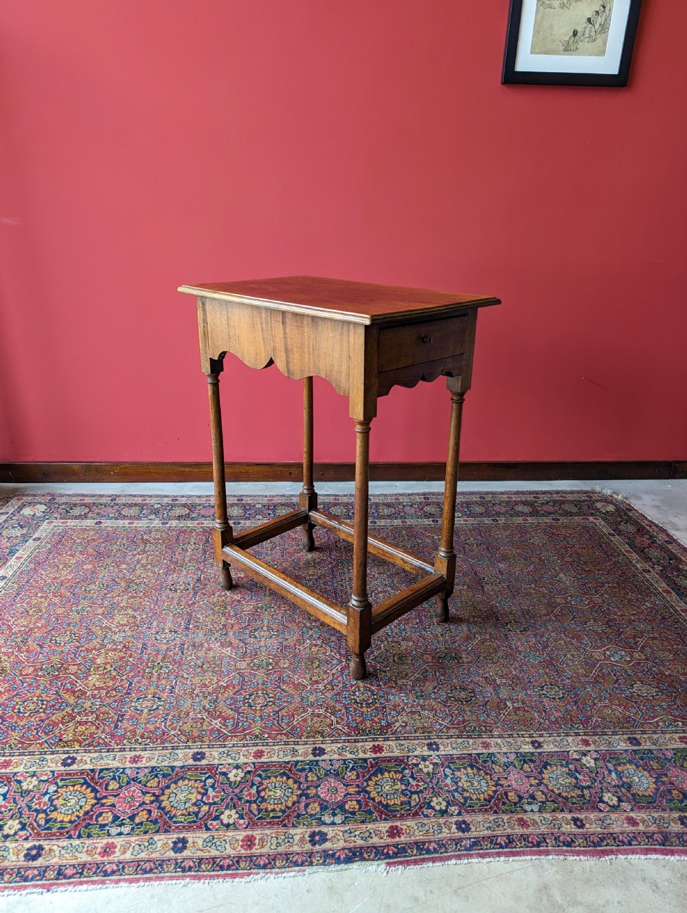 Antique Early 19th Century Georgian Walnut Side Table with Drawer View V