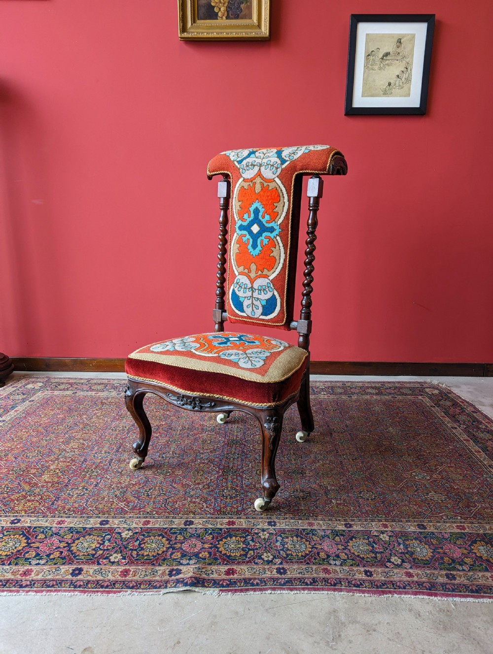 Antique Victorian Mahogany Prayer Chair / Prie Dieu