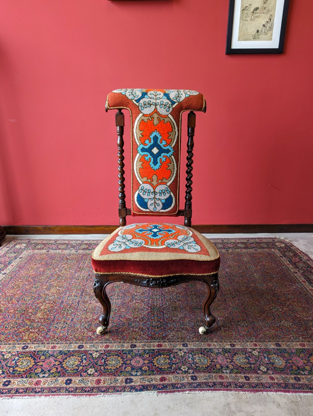 Antique Victorian Mahogany Prayer Chair / Prie Dieu View II