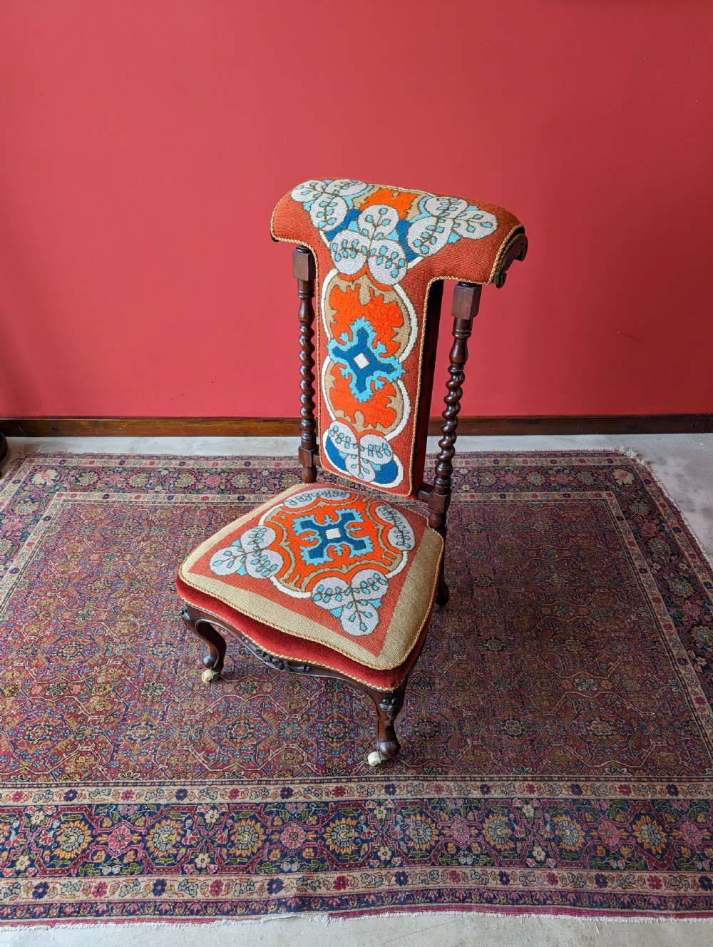 Antique Victorian Mahogany Prayer Chair / Prie Dieu View III