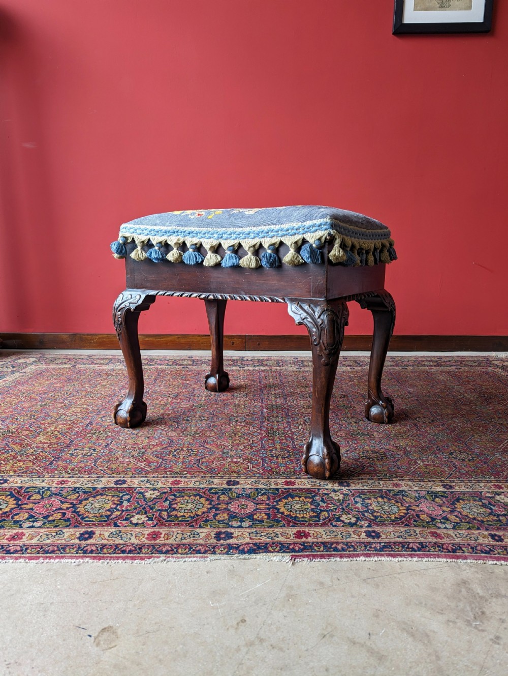 Antique Victorian Mahogany Tapestry Seat Piano Stool with Storage View VI