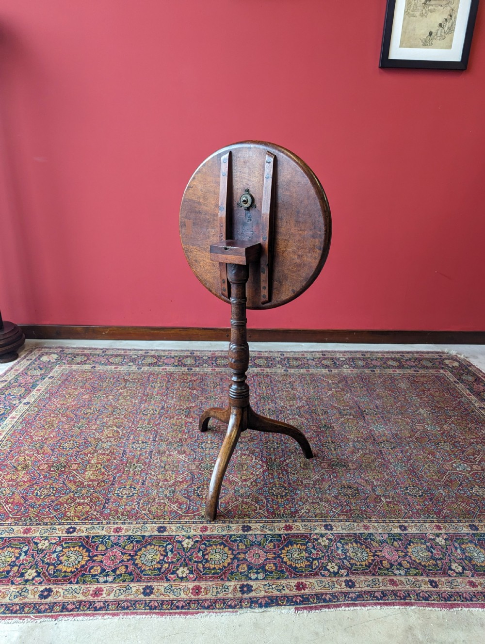 Antique 19th Century Mahogany Tilt Top Spider Leg Wine Table / Occasional Table View V