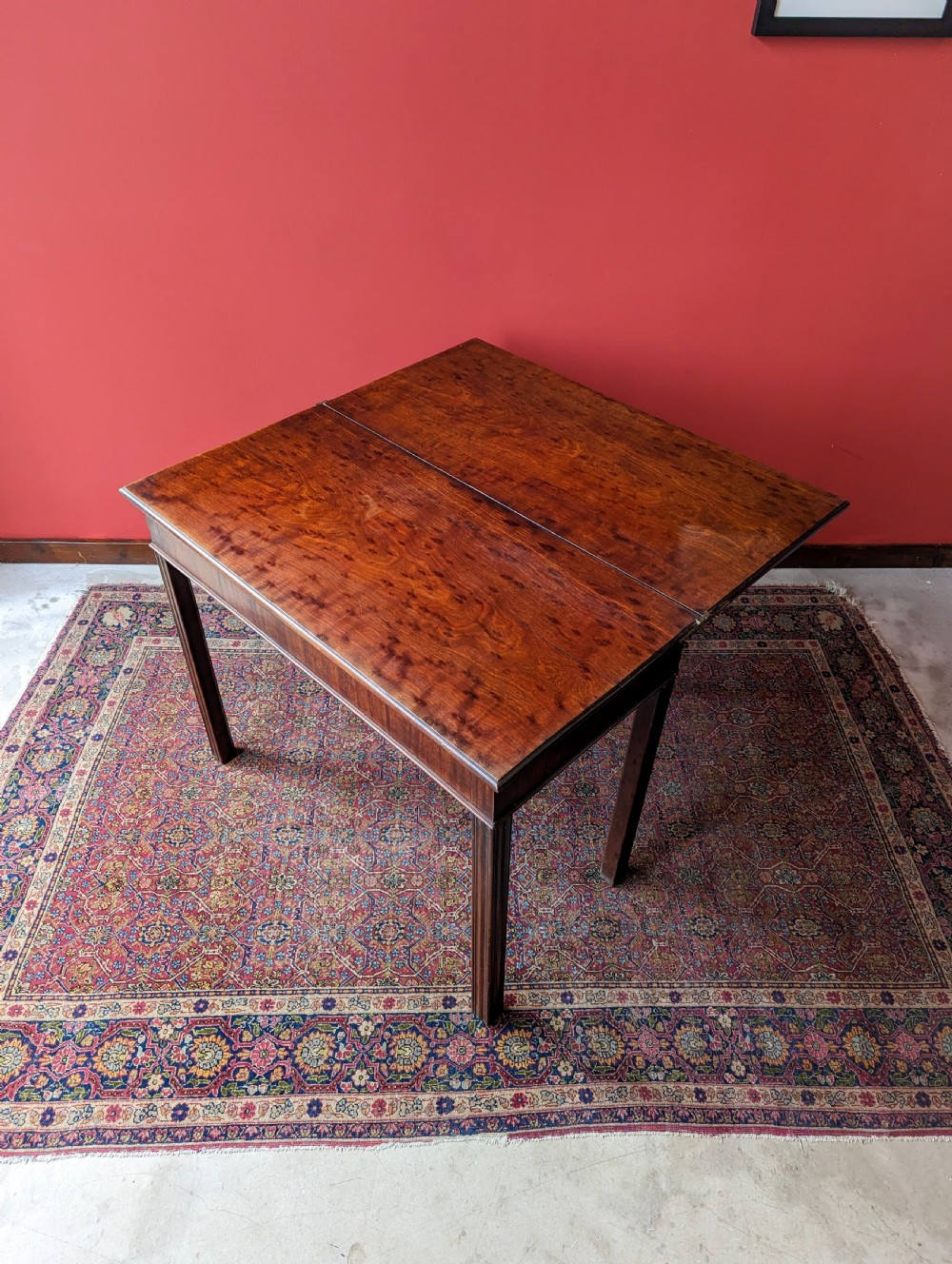 Antique Georgian Mahogany Fold Over Tea Table View II