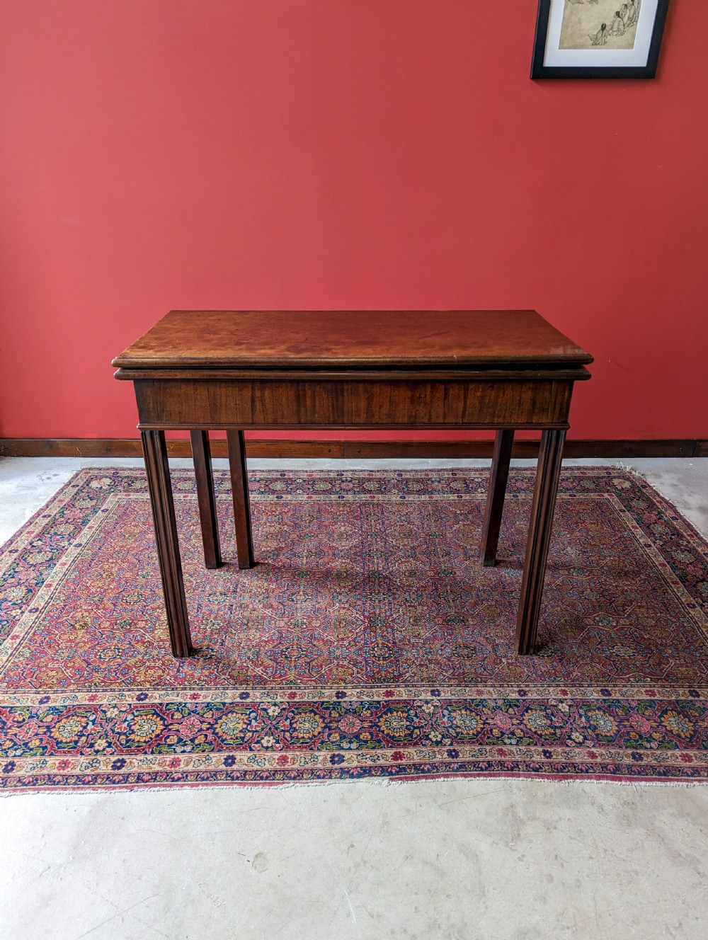Antique Georgian Mahogany Fold Over Tea Table View III
