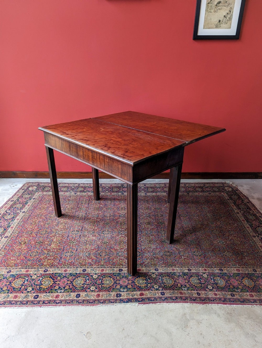 Antique Georgian Mahogany Fold Over Tea Table View IV