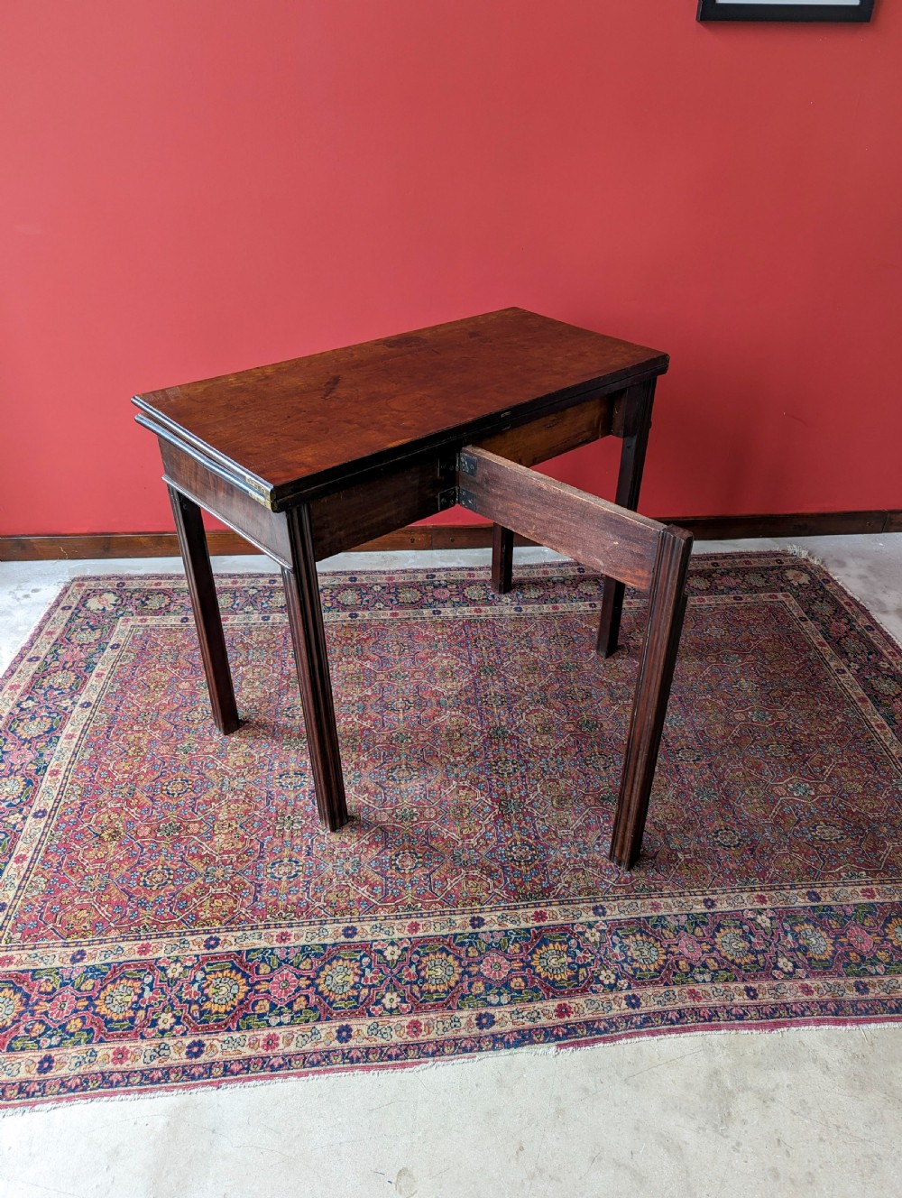 Antique Georgian Mahogany Fold Over Tea Table View V