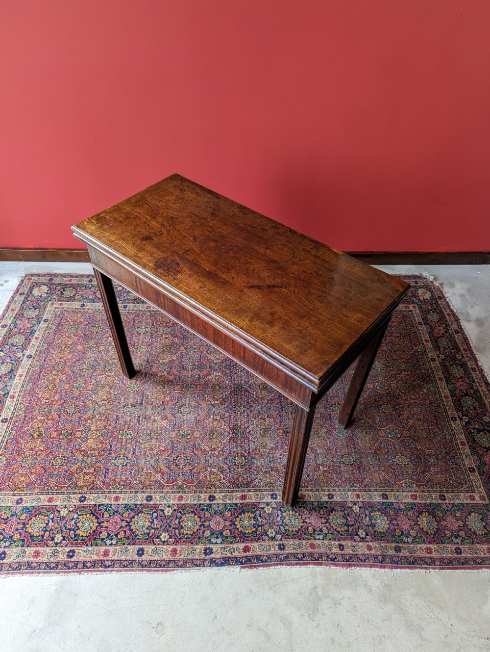 Antique Georgian Mahogany Fold Over Tea Table View VI
