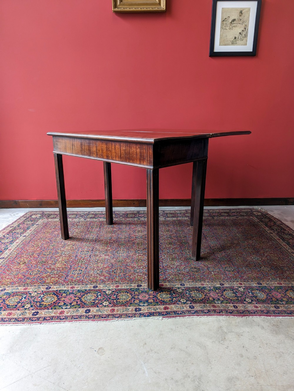 Antique Georgian Mahogany Fold Over Tea Table View VII