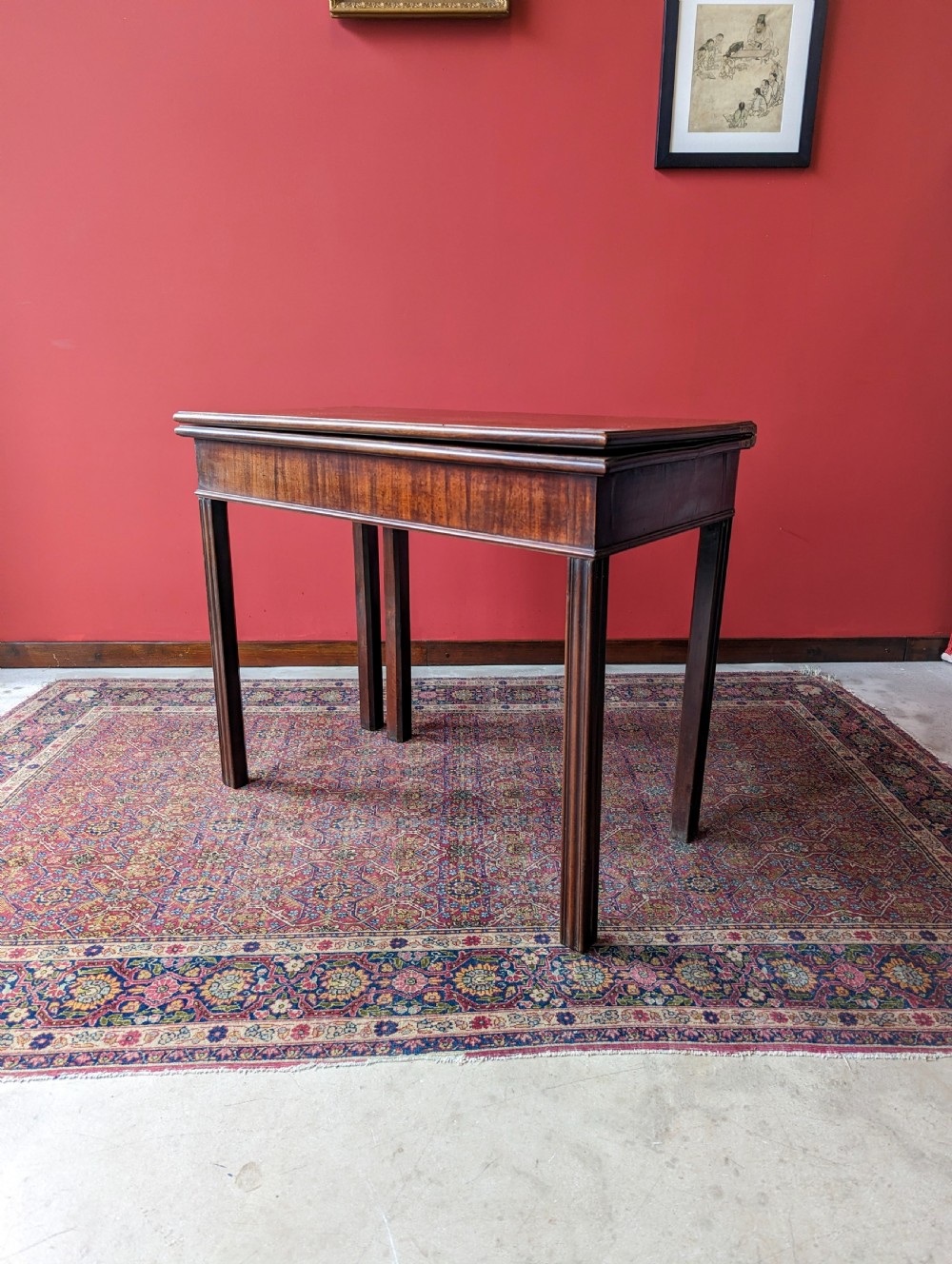 Antique Georgian Mahogany Fold Over Tea Table View VIII