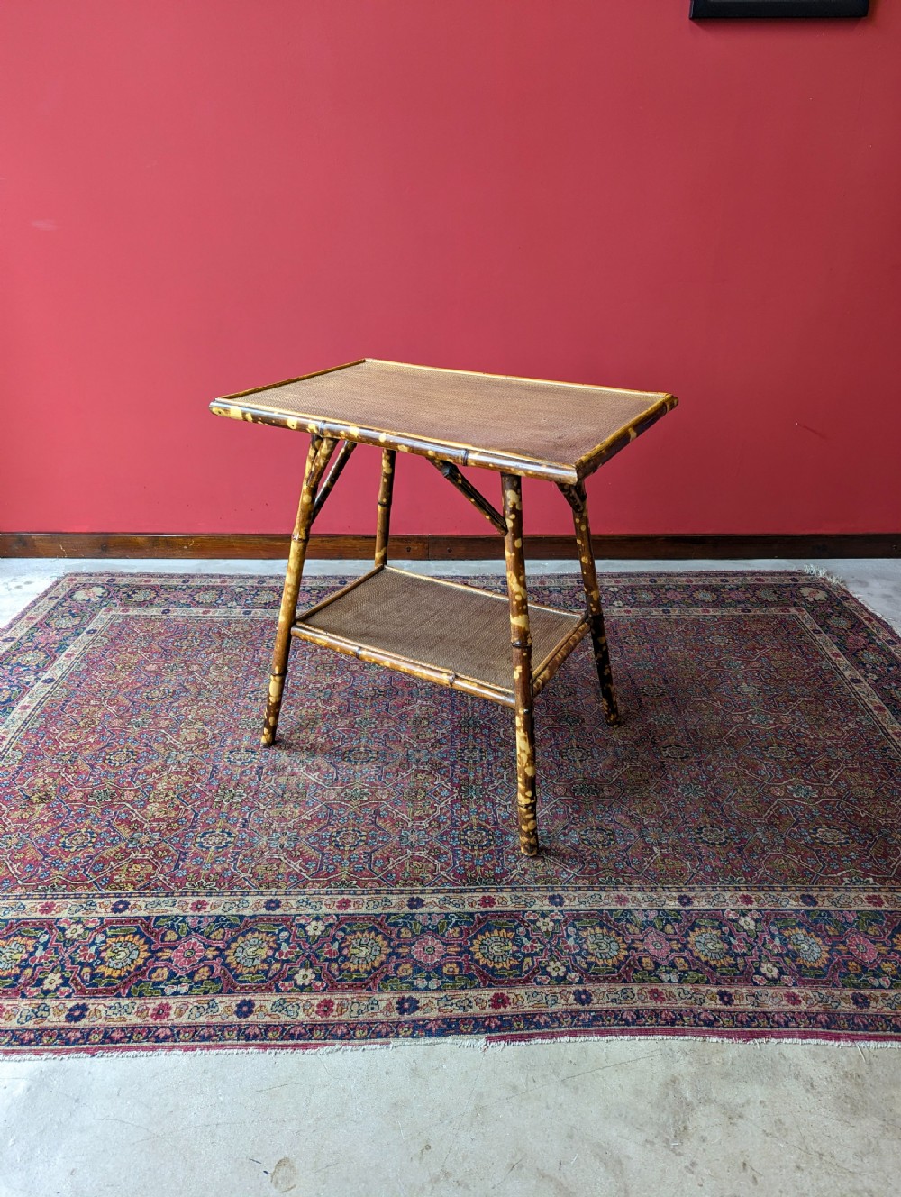 Antique Victorian Bamboo Two Tier Side Table View IV