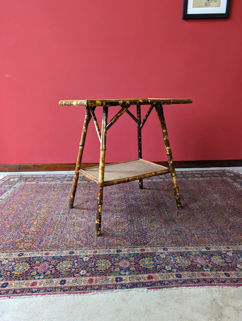 Antique Victorian Bamboo Two Tier Side Table View V