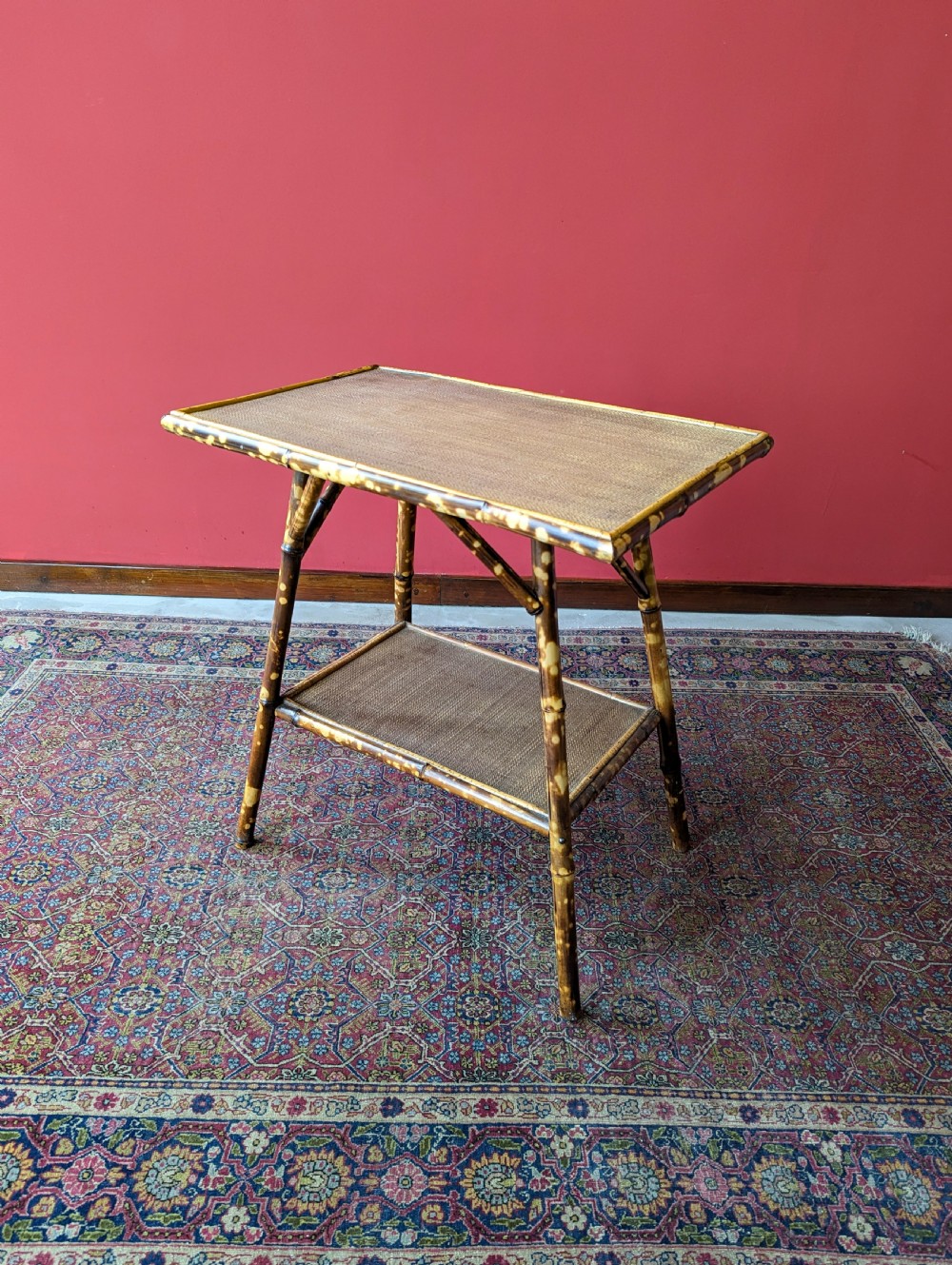 Antique Victorian Bamboo Two Tier Side Table View VI
