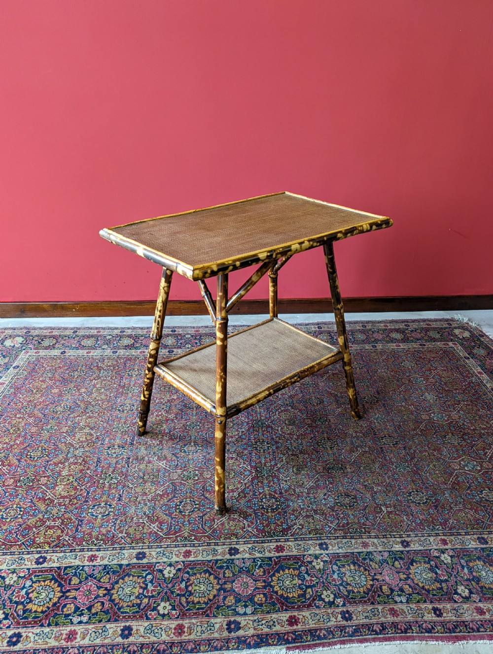 Antique Victorian Bamboo Two Tier Side Table View VII