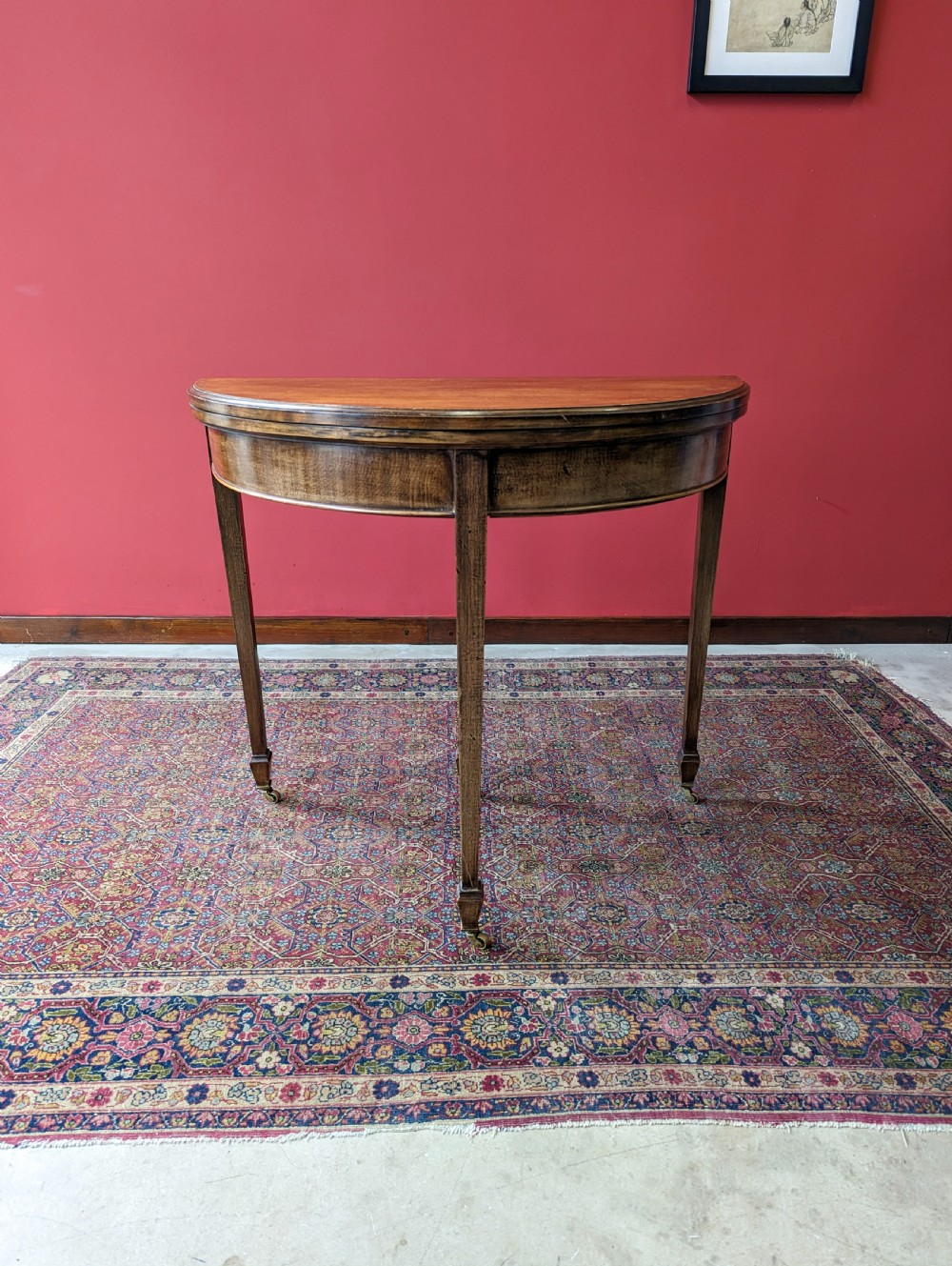 Antique Mahogany Edwardian Demi Lune Fold Over Card Table View III