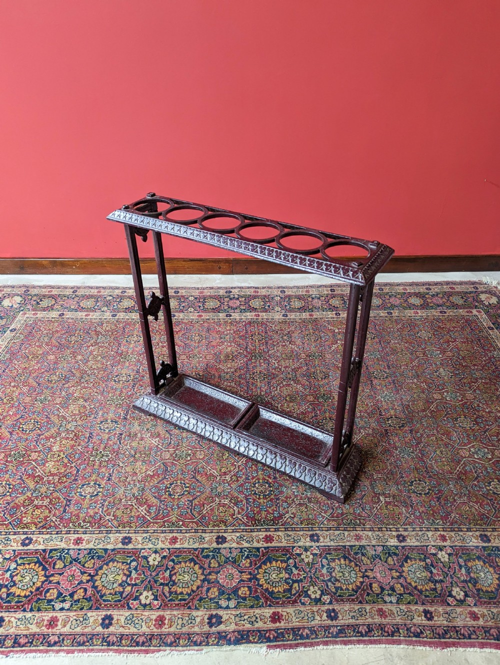 Antique Victorian Cast Iron Stick Stand View III